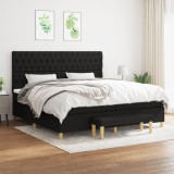 Cumpara ieftin Pat box spring cu saltea, negru, 200x200 cm, textil