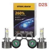 Set de 2 Becuri Faruri Conversie Hid-Led, Steelmate LED D2S Led, Plug &amp; Play, 6000k, Miez Cupru, Radiator Aluminiu Silentios, Calitate Premium
