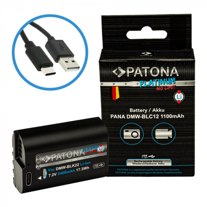 Acumulator replace Patona Platinum DMW-BLC12 1100mAh pentru Panasonic FZ2000 FZ300 GX8 G81 GH2 -1402