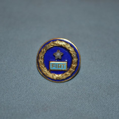 PIN / AC ARGINT 925 Aurit + Diamant - FIAT - Email - Rever Costum - Vintage !