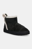 Inuikii cizme de zapada din piele intoarsa Shearling Slipin culoarea negru, 75202-010