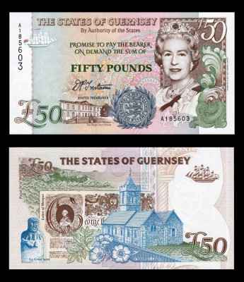 GUERNSEY █ bancnota █ 50 Pounds █ 1994 █ P-59 █ UNC necirculata foto