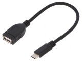 Cablu USB 2.0 USB-A la USB-C 20cm Negru