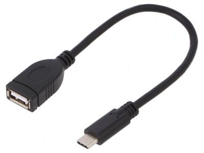 Cablu USB 2.0 USB-A la USB-C 20cm Negru foto