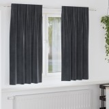 vidaXL Draperii opace cu bandă superioară, 2 buc., gri &icirc;nchis, catifea
