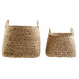 Cumpara ieftin Set 2 Coșuri Depozitare DKD Home Decor, 44x44x45 cm, Maro Natural, Stil Boho. Cutii Organizare Casa