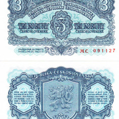 Cehoslovacia 3 Korun 1953 P-79b UNC