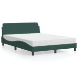 VidaXL Pat cu saltea, Dover, verde &icirc;nchis, 140x190 cm, catifea 3208394