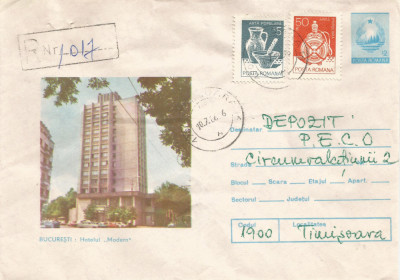 Romania, Bucuresti, Hotelul &amp;quot;Modern&amp;quot;, circulatie loco, 1986 foto