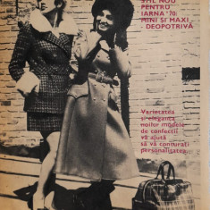 1971 Reclamă Stil moda iarna 1970 comunism, epoca aur, 24 x 20 cm istoria modei