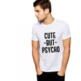 Tricou barbati alb - Cute but PSYCHO - XL