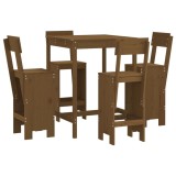 Set mobilier bar de gradina, 5 piese, maro miere lemn masiv pin