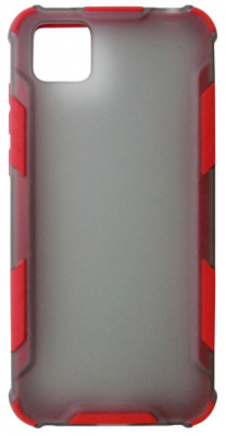Husa tip capac spate Atlas antisoc plastic gri semitransparent + silicon rosu pentru Huawei Y5P (2020) foto