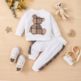 Trening alb pentru baietei - Teddy bear (Marime Disponibila: 6-9 luni (Marimea