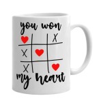 Cana alba personalizata You won my heart, INOVATIX&reg;. 330ml, Oem