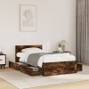 VidaXL Cadru de pat cu tăblie stejar fumuriu 100x200 cm lemn prelucrat 3295580
