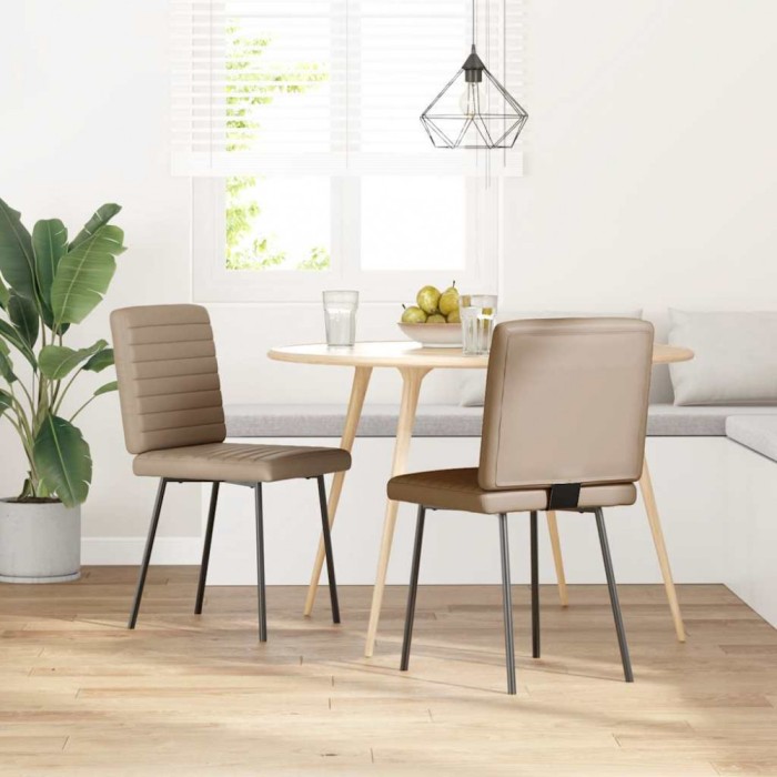 vidaXL Scaune de bucătărie, 2 buc., cappuccino, piele ecologică 4101170