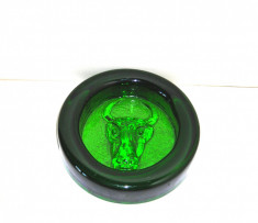 Scrumiera cristal verde smarald suflata manual - design Erik Hoglund Boda Sweden foto