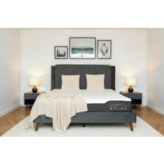 Pat Lyra 180x200 cm Tapitat Catifea Gri Somiera Inclusa ML 2432