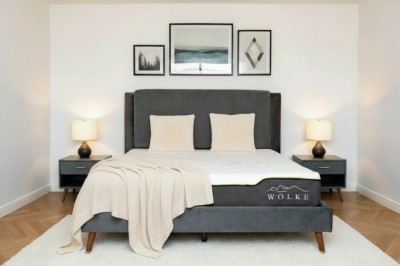 Pat Lyra 180x200 cm Tapitat Catifea Gri Somiera Inclusa ML 2432 foto