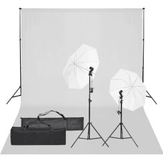 vidaXL Kit studio foto cu set de lumină și fundal 3094652