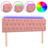 Tablie de pat cu LED, roz, 144x7x78/88 cm, catifea
