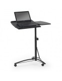 Birou pentru laptop HM B14, inaltime reglabila, unghi inclinare ajustabil, cu roti, cadru metalic, MDF, 73x40x63-93 cm, negru
