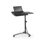 Birou pentru laptop HM B14, inaltime reglabila, unghi inclinare ajustabil, cu roti, cadru metalic, MDF, 73x40x63-93 cm, negru