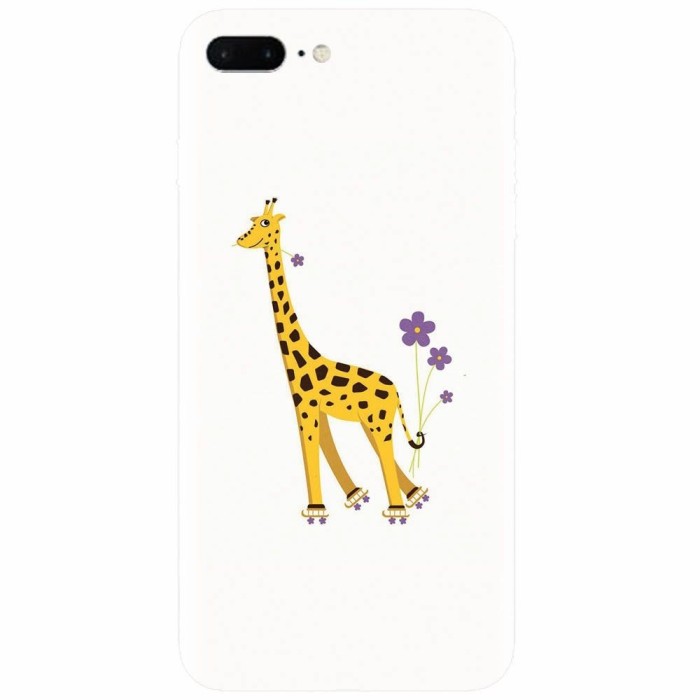 Husa silicon pentru Apple Iphone 8 Plus, Rollerskating Girafe Illustration