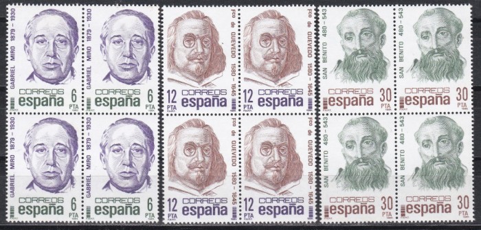 Spania 1981 - Personalități, Bloc de 4, MNH