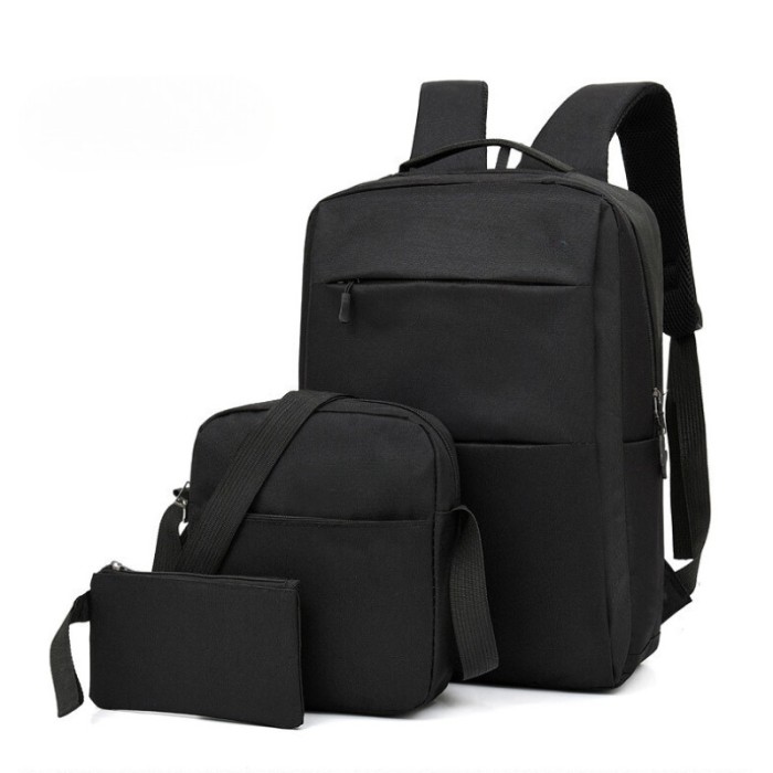 Set Rucsac Triple Power, Negru, poliester Rucsac: 29 x 41 x 13 cm, Geanta de umar: 20 x 22 x 5 cm, Geanta de mana: 12 x 18 x 2 cm