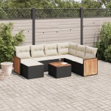 Cumpara ieftin Gossi set mobilier de gradina cu perne, 8 piese, negru, poliratan