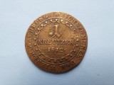 Moneda 1 kreutzer 1912 B,Austria.