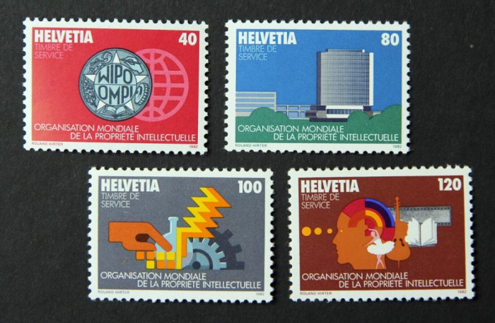 ELVETIA 1982 ,1985 OMPI/WIPO 2 SERII NESTAMPILATE