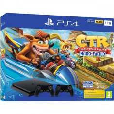 Consola SONY PlayStation 4 Slim (PS4 Slim) 1TB, Jet Black + extra controller DualShock 4 V2 + joc Crash Team Racing Nitro-Fueled foto