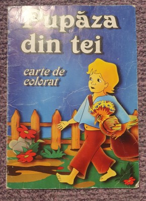 Pupaza din tei, carte de colorat, partial colorata, ilustratii Dana Popescu foto