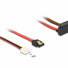 Cablu SATA III 6 Gb/s + alimentare Floppy 4 pini la SATA 22 pini unghi sus 30cm, Delock 85517