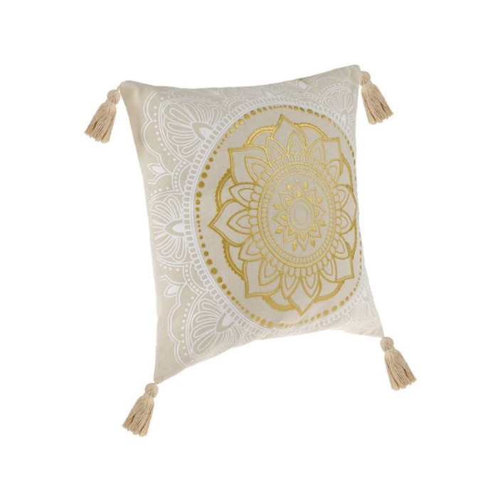 Perna decorativa, 45x45 cm, Ecru/Auriu, Poliester, ATU-084160
