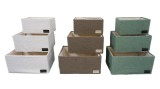 Set 9 cosuri depozitare textil multicolor 30 x 20 x 15, 35 x 25 x 17, 40 x 30 x 20 cm