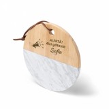 Tocator rotund bambus si marmura personalizat