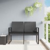 VidaXL Bancă de grădină cu 2 locuri, cu perne, gri &icirc;nchis, ratan PP 360211
