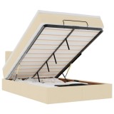 Cumpara ieftin Cadru de pat otoman cu saltea crem 120x200cm stofa
