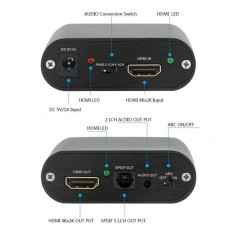 Adaptor HDMI ARC audio Extractor, HDMI la HDMI, Jack 3.5mm si SPDIF Toslink