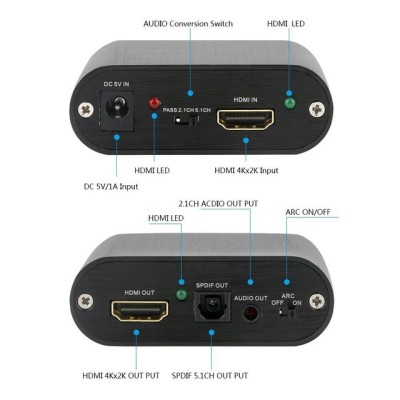 Adaptor HDMI ARC audio Extractor, HDMI la HDMI, Jack 3.5mm si SPDIF Toslink foto