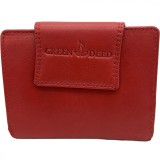 Portofel Dama Compact cu Design Ergonomic, Piele Naturala, 9x12x3 cm, GREEN DEED, Negru, Rosu