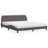 VidaXL Pat cu saltea, Dover, gri, 180x200 cm, piele ecologică 3208460