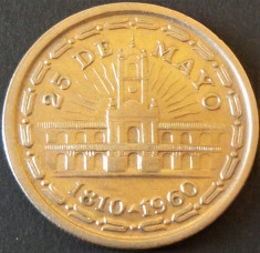 Moneda COMEMORATIVA 1 PESO - ARGENTINA, anul 1960 *cod 696 - EXCELENTA foto