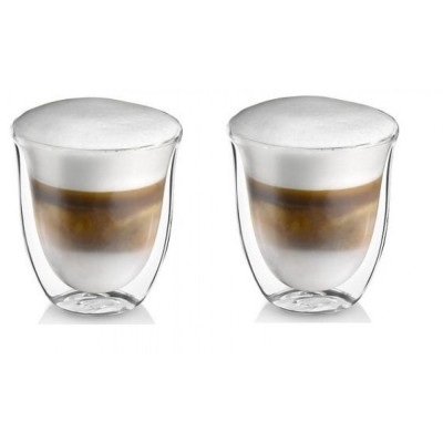Pahar termic Delcaffe, Cappuccino Time, sticla, transparent, 240 ml, set 2 piese foto