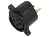 Soclu XLR Mamă 3 Pin THT Aurit Negru