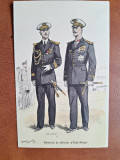 Carte postala, desen General et officier dEtat Major, 1935